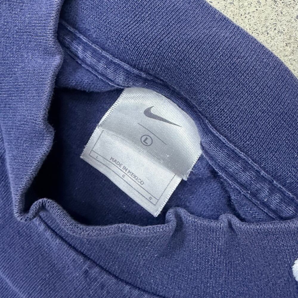 Vintage Y2K Nike Mock Neck Long Sleeve Shirt Navy Blue Embroider Swoosh L Sport - Picture 3 of 6